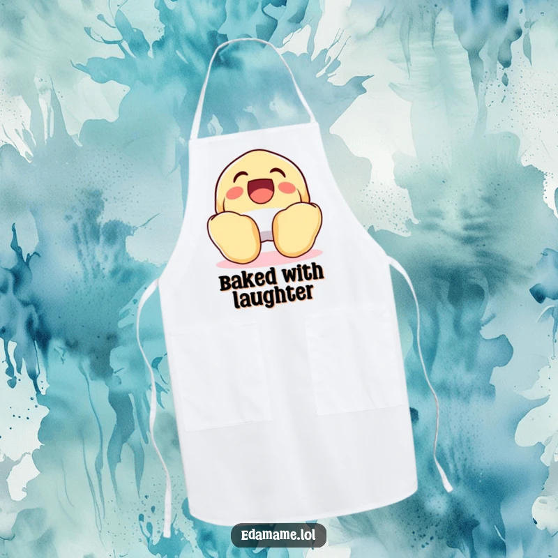 Funny Laughing Fortune Cookie Apron, wide open with glee, designed for a humorous cooking experience.