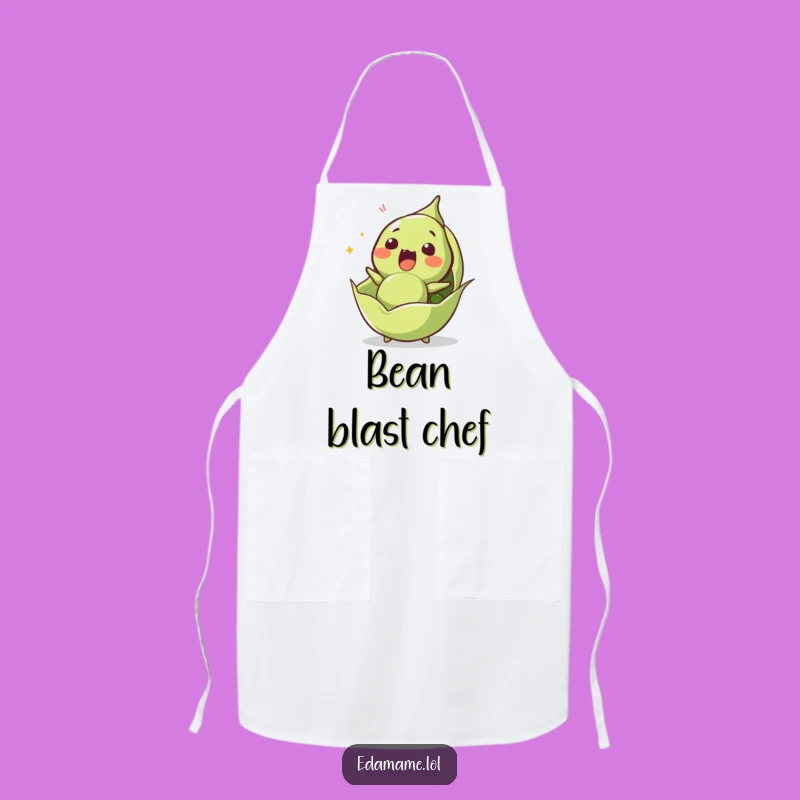 Funny Surprised Edamame Apron - Shocking Bean Launch Chef's Wear for Surprising Meals