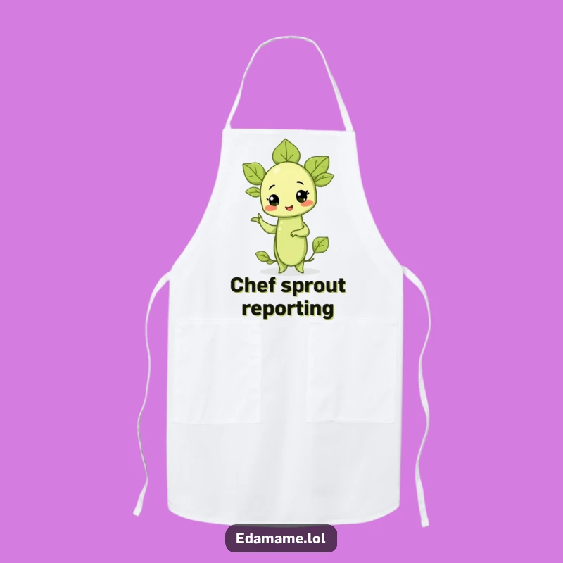 Funny Edamame Sprout Pose Apron: Humorous Kitchen Fun, Great Gift