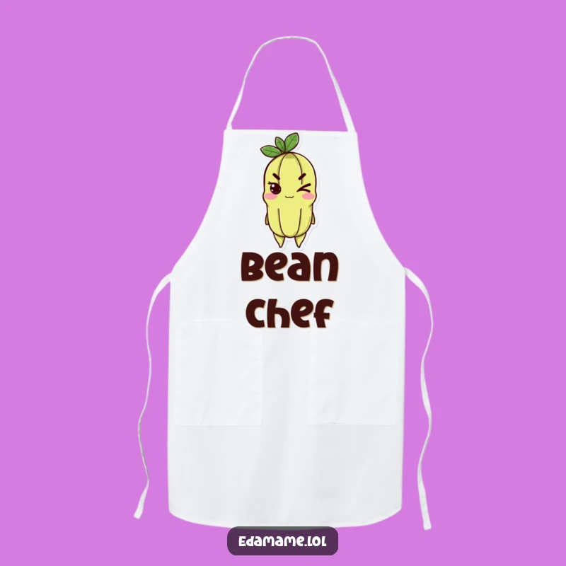 Funny Edamame Wink Apron - Cheerful & Determined Chef's Wear for Kitchen Fun