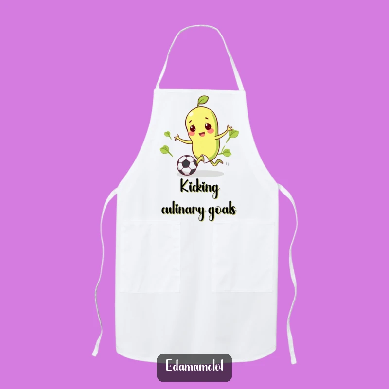 Funny Edamame Soccer Apron: Happy Bean Chef Accessory, Perfect Funny Gift