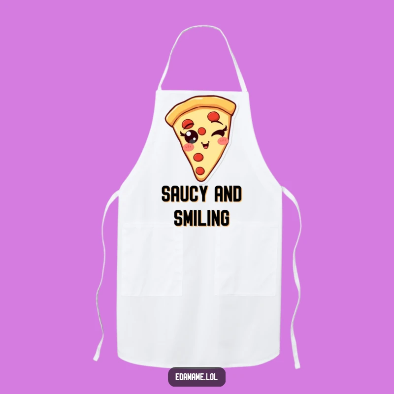 Funny Pizza Slice Wink Apron: Cook with Cheerful Pizza Fun, Great Funny Gift!