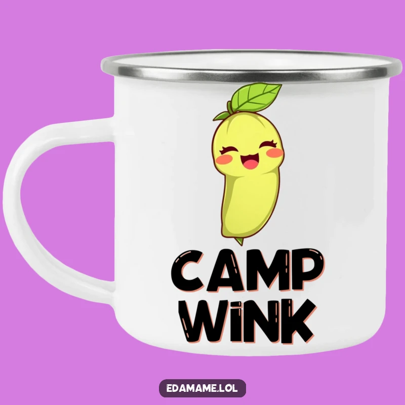 Funny Edamame Wink Camping Mug: Friendly Sips on Every Adventure!