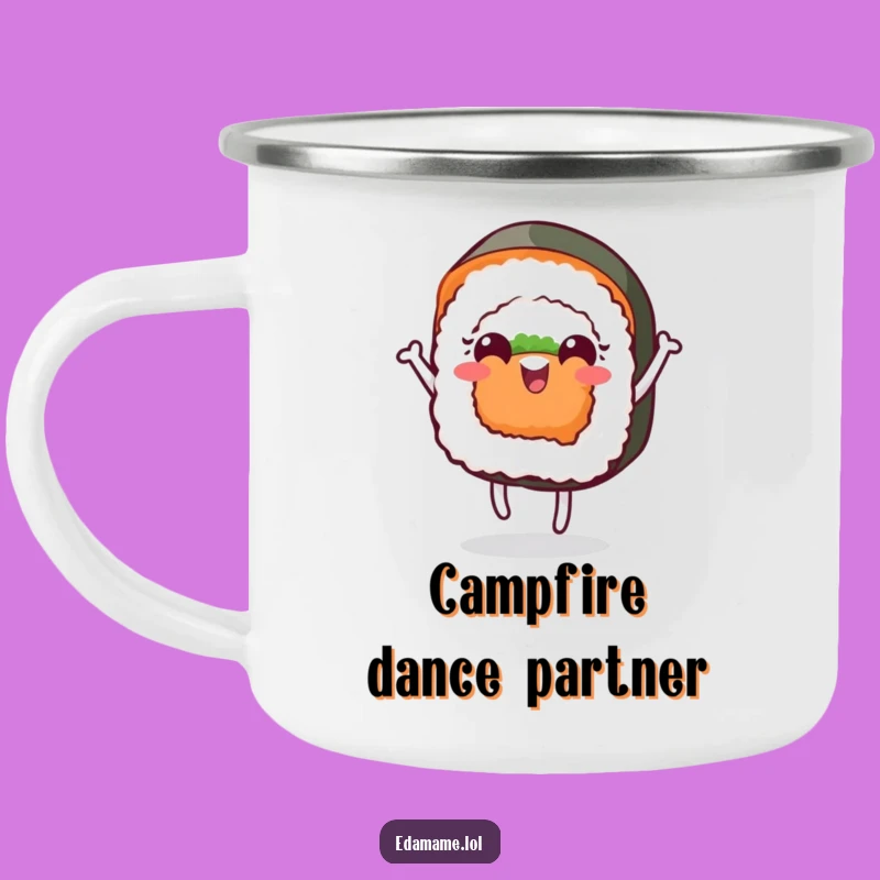 Funny Cheerful Sushi Dance Camping Mug Your Groovy Companion for Hot Drinks