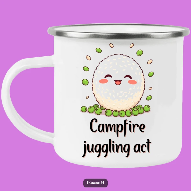 Funny Juggling Rice Ball Camping Mug: Enjoy Drinks with Cheerful Skill