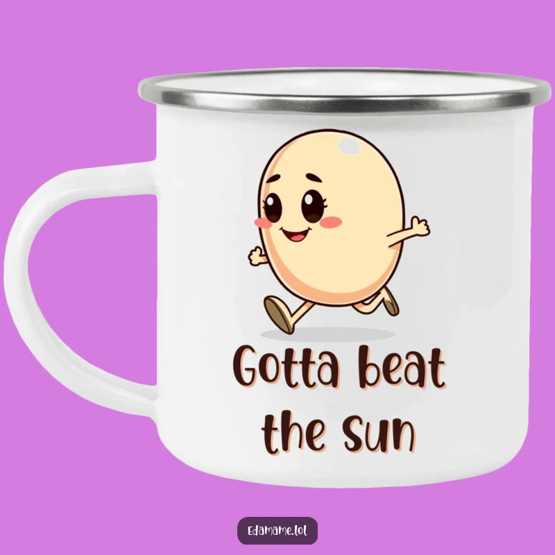 Funny Determined Bean Runner Camping Mug - Smiling Character Outdoor Gear, Practical Funny Gift