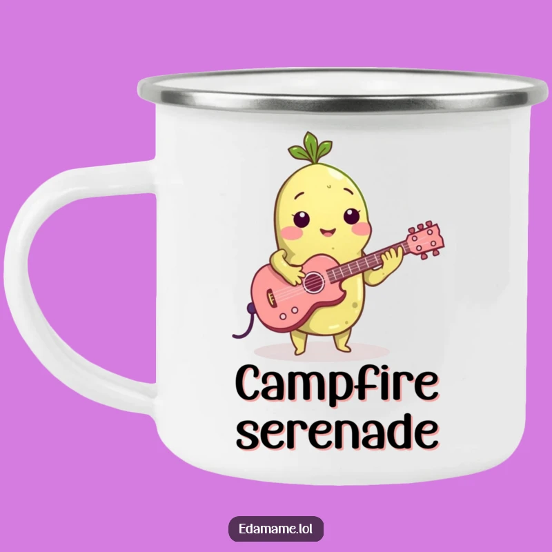 Funny Edamame Guitarist Camping Mug: Campfire Tunes and Coffee!