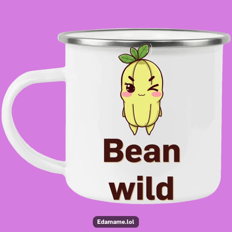 Funny Edamame Wink Camping Mug - Durable & Cheerful Bean Cup for Outdoor Adventures