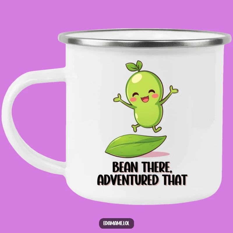 Funny Green Bean Bouncing Camping Mug - Hilarious Outdoor Leaf Adventure!