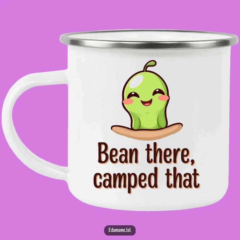 Funny Grinning Edamame Camping Mug: Enjoy Drinks with a Smile