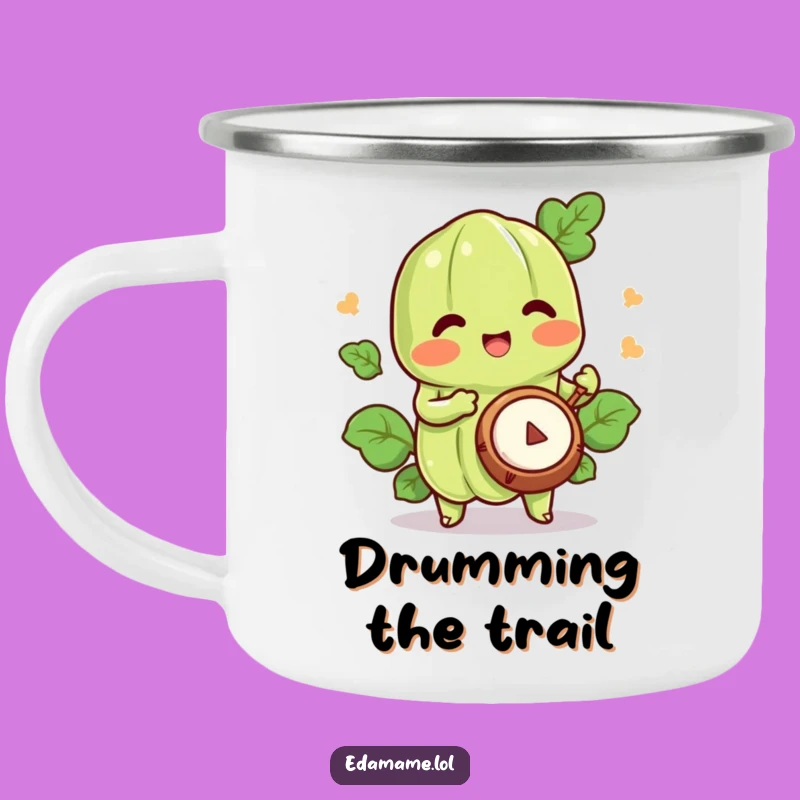 Funny Happy Edamame Drummer Camping Mug - Durable & Joyful Rhythms Outdoor Cup