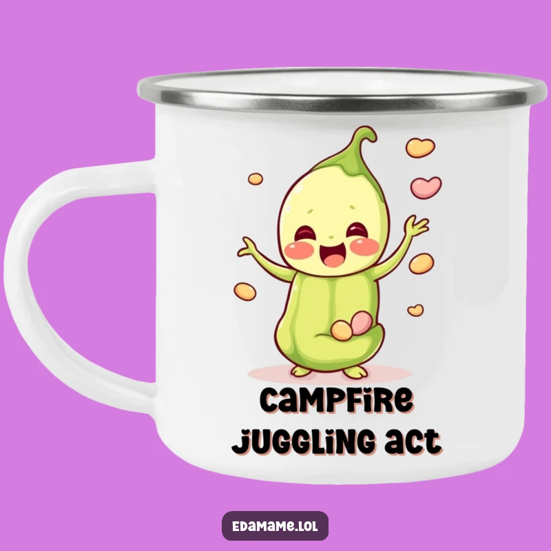 Funny Happy Edamame Juggler Camping Mug - Joyful Pod Drinkware, Perfect Funny Gift