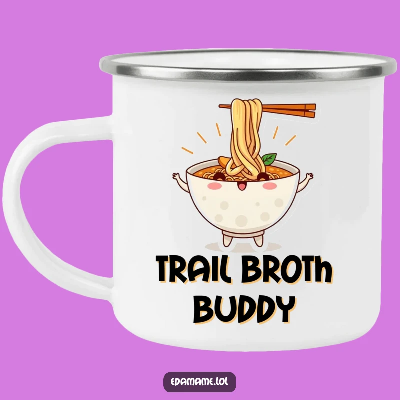 Funny Ramen Bowl Dancing Noodles Camping Mug: Adventure Fuel with Humor Gift