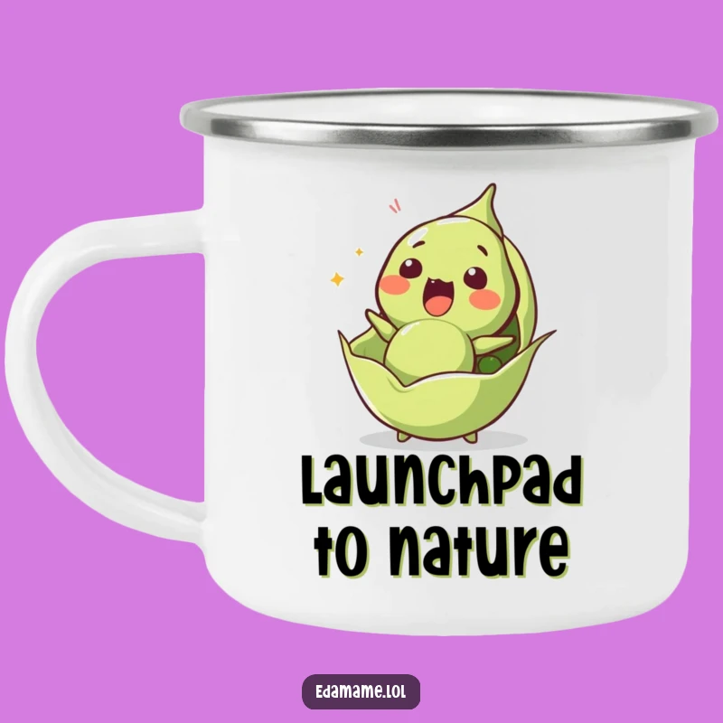 Funny Surprised Edamame Camping Mug - Durable & Shocking Bean Launch Outdoor Cup