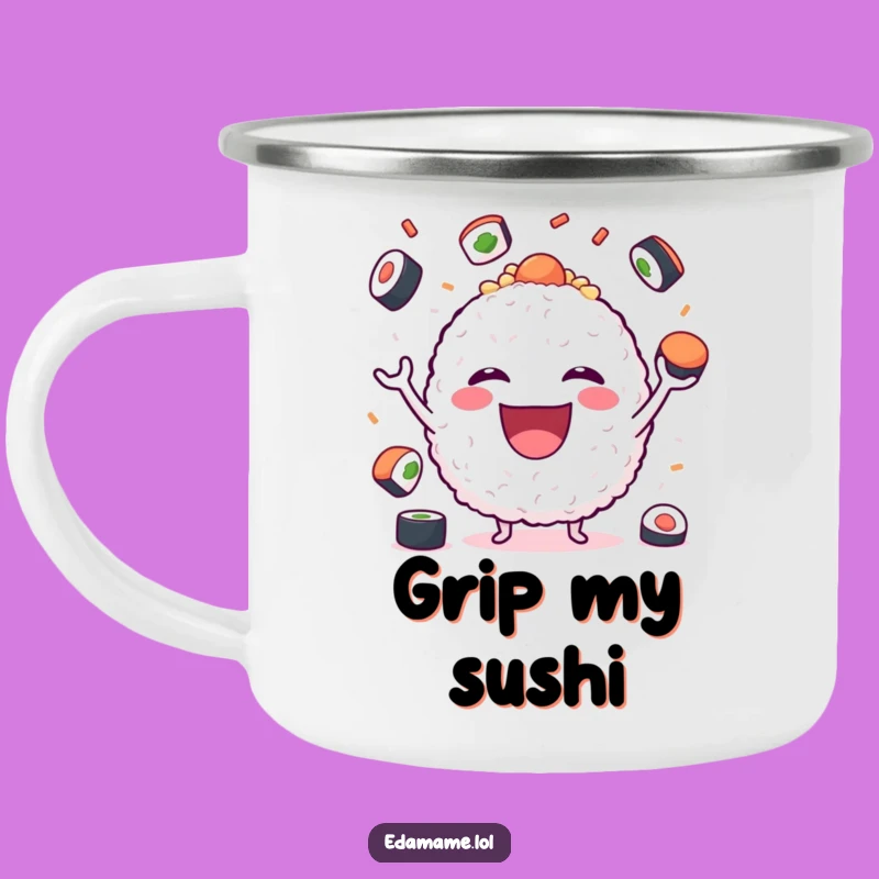 Funny Sushi Juggling Rice Ball Camping Mug: Adventure with a Side of Giggles