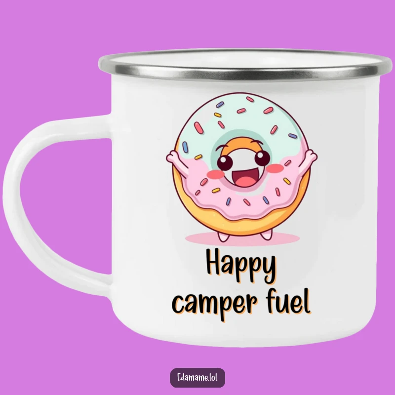 Funny Delighted Donut Camper Mug: Hilarious Companion for Sweet Adventures