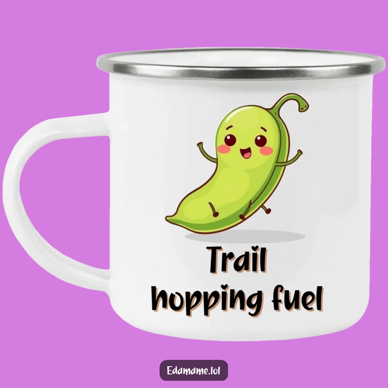 Funny Hopping Bean Pod Camping Mug: Adventure Fuelled By This Green Character