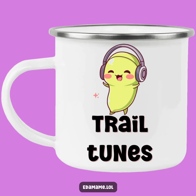 Funny Edamame DJ Camping Mug: Outdoor Beats, Hilarious Bean, Perfect Adventure Gift