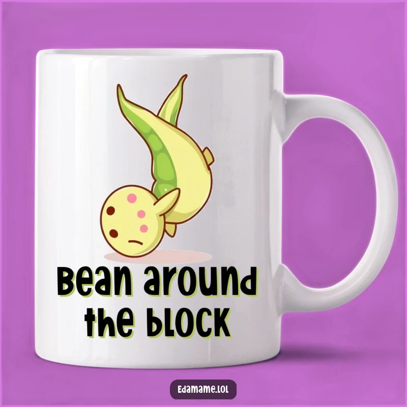 Funny Edamame Somersault Mug: Playful Bean Character Gift for Fun