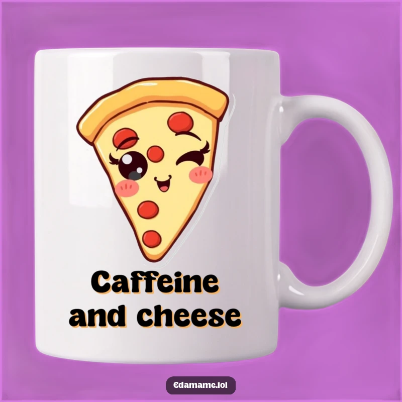 Funny Pizza Slice Wink Mug: Cheerful Pepperoni Eyes, Perfect Funny Gift!