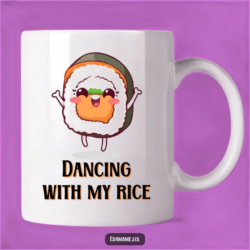 Funny Cheerful Sushi Dance Mug A Joyful Swirl for Sushi Lovers