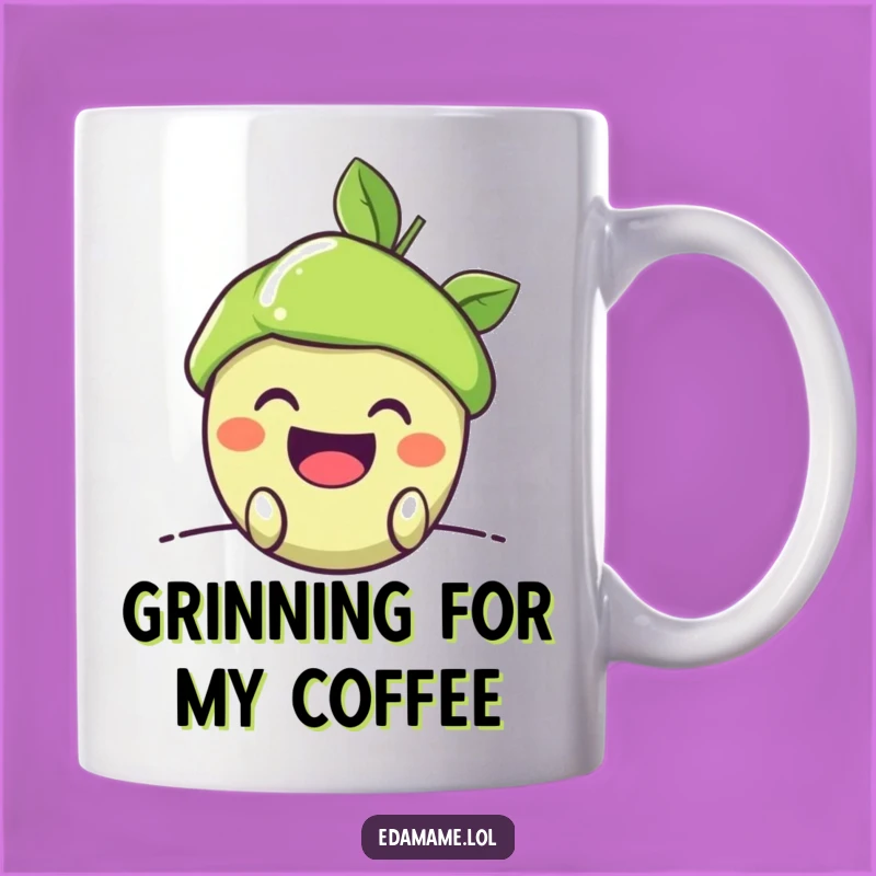 Funny Edamame Pod Grin Mug: Mischievous & Happy Character Gift