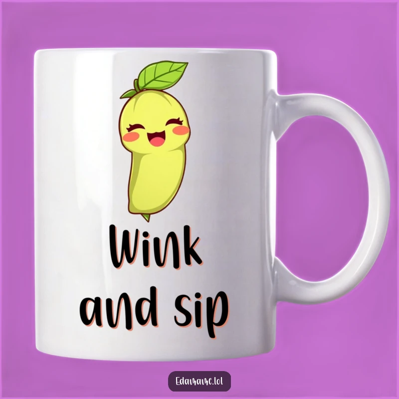 Funny Edamame Wink Mug: Share a Smile with This Cheerful Bean Gift!