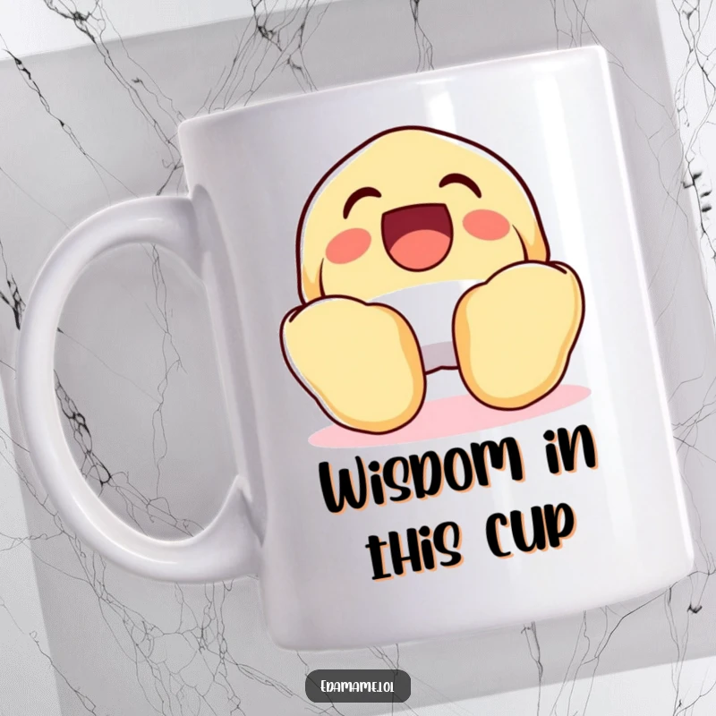 Funny Laughing Fortune Cookie Mug, wide open with joy and lines, a humorous and insightful design.