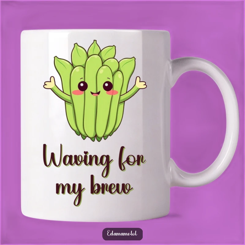 Funny Waving Edamame Mug - A Cheerful Gift for Friends