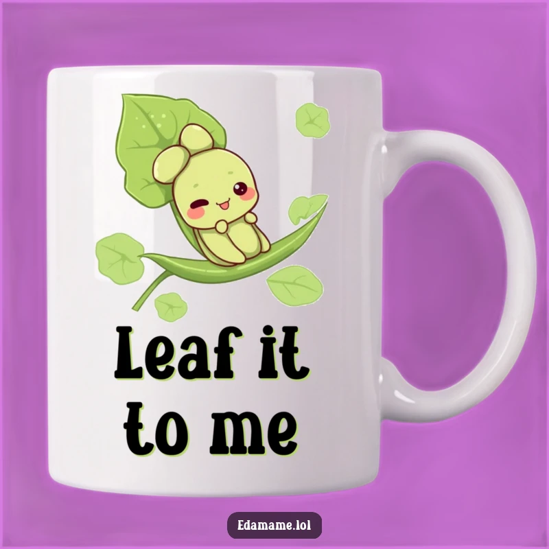 Funny Edamame Leaf Slide Mug - Adorable Cute Character, Perfect Gift for Bean Lovers