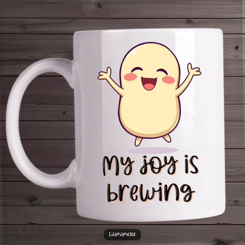 Funny Mug: A laughing bean pod leaps joyfully, radiating pure, unadulterated happiness.