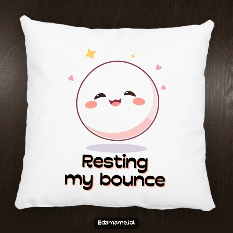 Funny Mochi Ball Pillow: A plush, giggling mochi character depicted bouncing with pure delight, offering both comfort and humor.