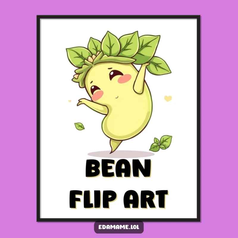 Funny Edamame Somersault Digital Art: Instant Joyful Decor for Your Walls!