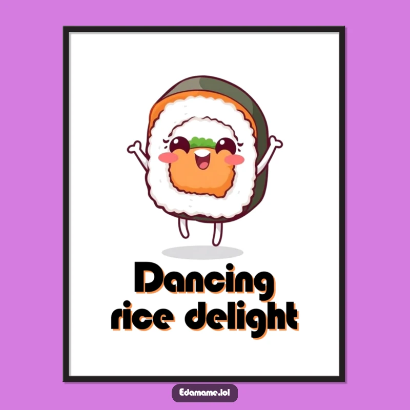 Funny Cheerful Sushi Dance Digital Art Print Playful Sushi Decor for Your Walls