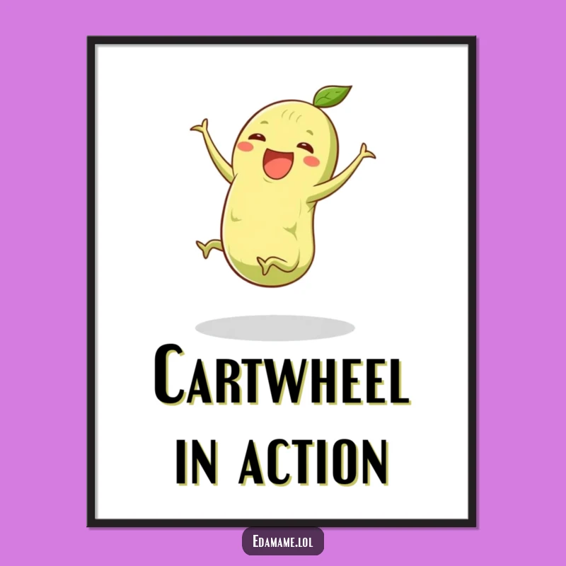 Funny Edamame Cartwheel Digital Art: Instant Energetic Decor