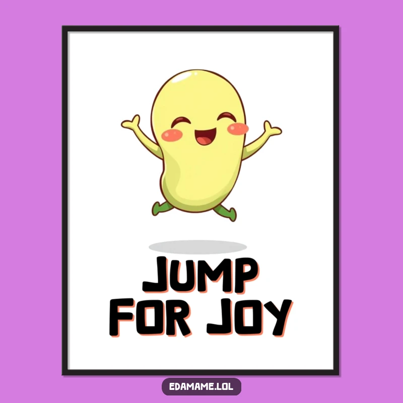 Funny Edamame Jump Digital Art - Giggling Bean Printable Gift