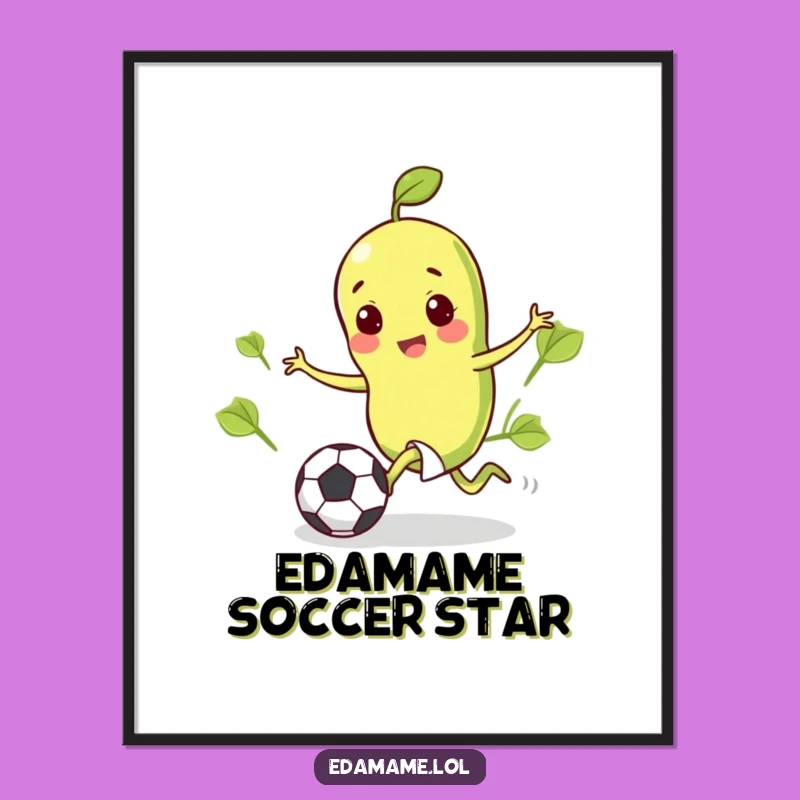 Funny Edamame Soccer Digital Art: Happy Bean Download, Perfect Funny Gift