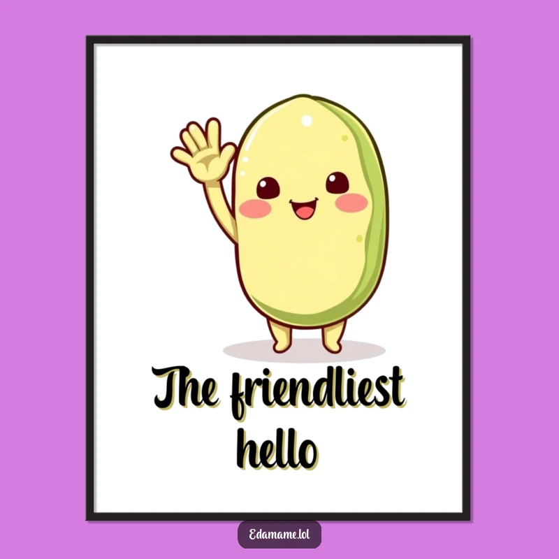 Funny Edamame Waving Digital Art: Instant Cheer for Your Walls