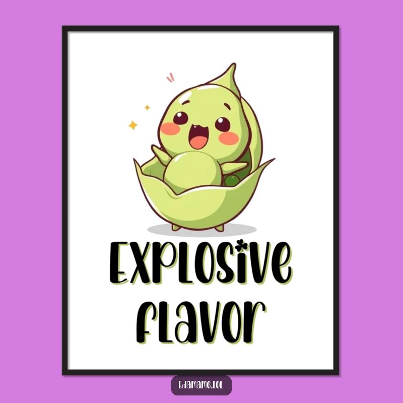 Funny Surprised Edamame Digital Art Print - Instant Shocking Bean Launch Decor & Gift