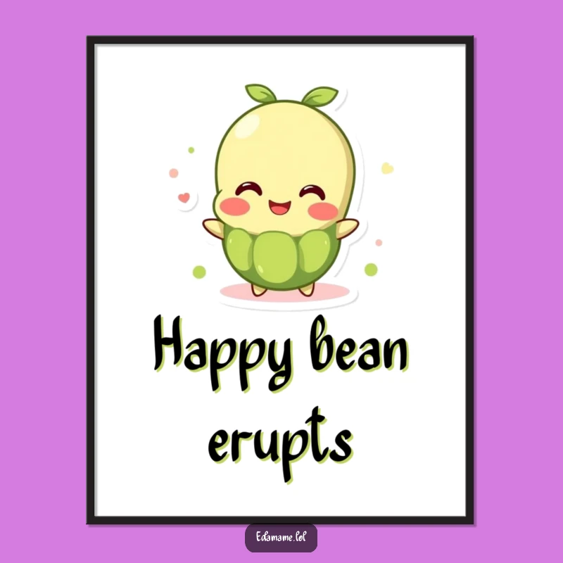 Funny Edamame Bean Digital Art: Overflowing Joy for Instant Cheerful Wall Art Gift