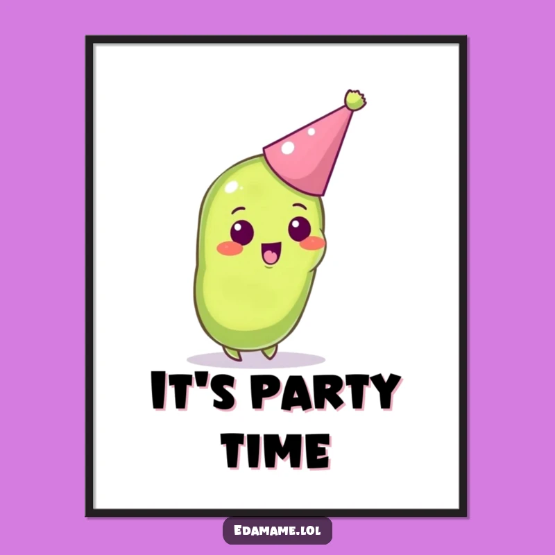 Funny Edamame Party Digital Art - Excited Bean Pod Printable Gift