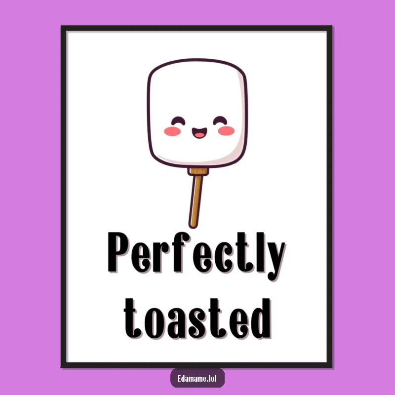 Funny Marshmallow Digital Art, Campfire Decor, Unique Funny Gift