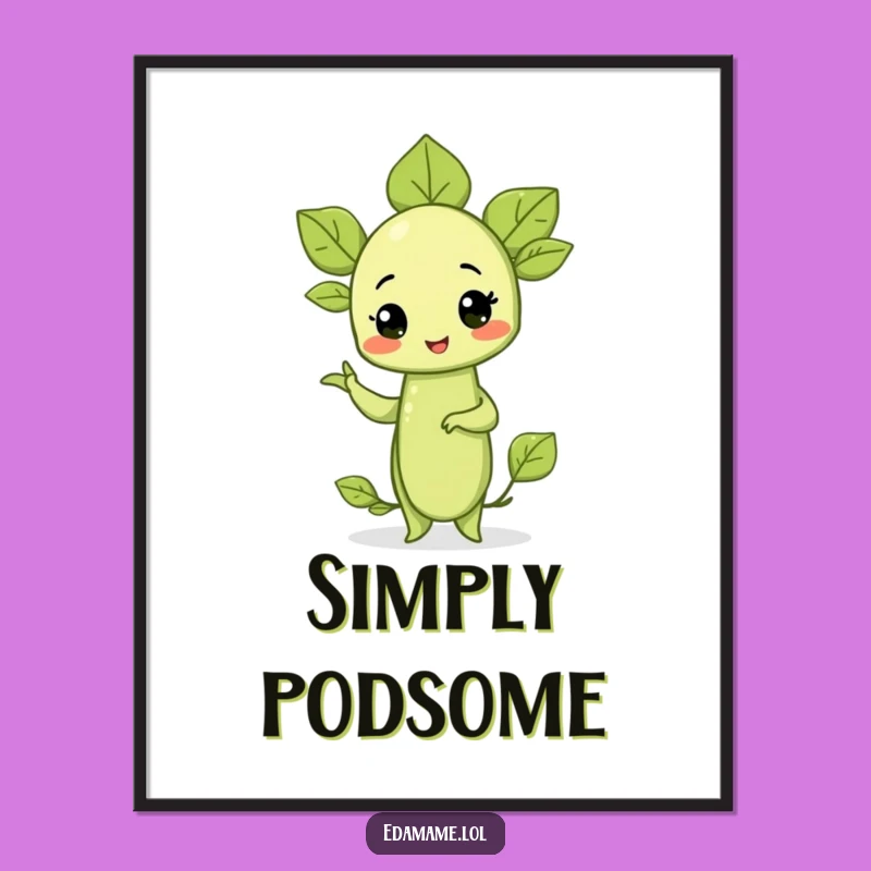 Funny Edamame Sprout Pose Digital Art: Instant Veggie Humor, Perfect Gift
