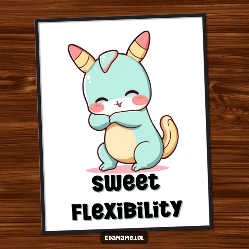 Funny Churro Yoga Digital Art Print: A vibrant illustration of a silly churro character performing a humorous, bendy yoga pose.