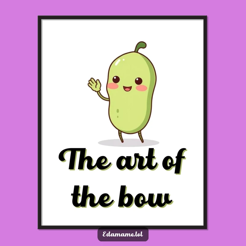 Funny Edamame Pod Curtsey Digital Art: Instant Quirky Print