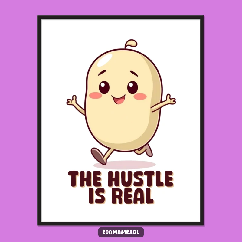 Funny Determined Bean Running Digital Art: Instant Motivation, Perfect Gift