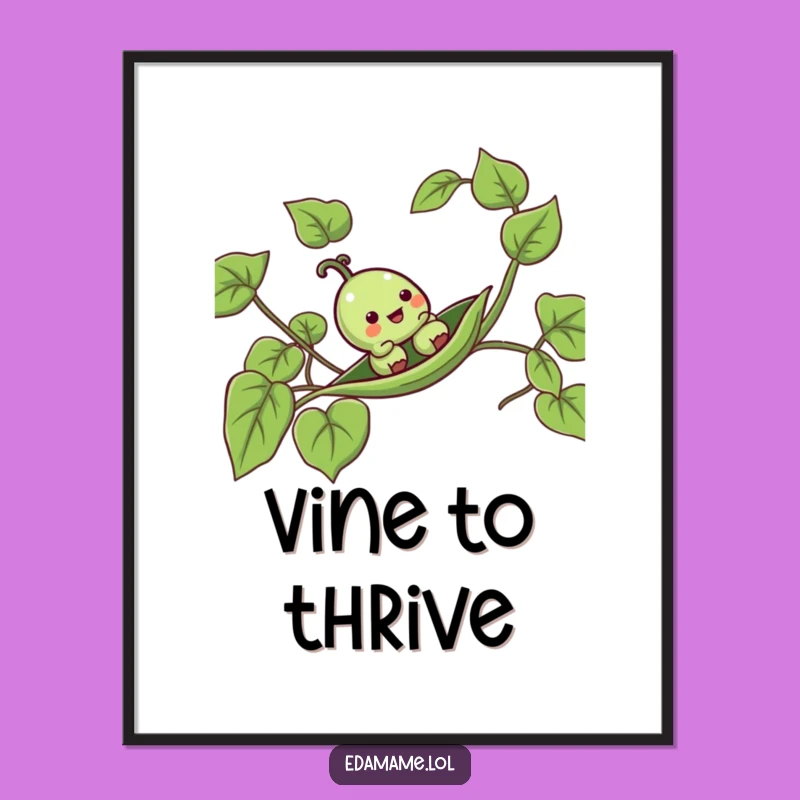 Funny Pea Pod Vine Slide Digital Art Print - Instant Hilarious Green Wall Decor & Gift