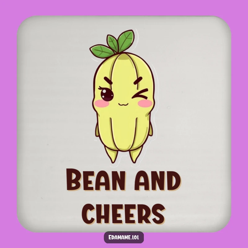 Funny Edamame Wink Drink Coaster - Cheerful Bean Protection for Your Surfaces