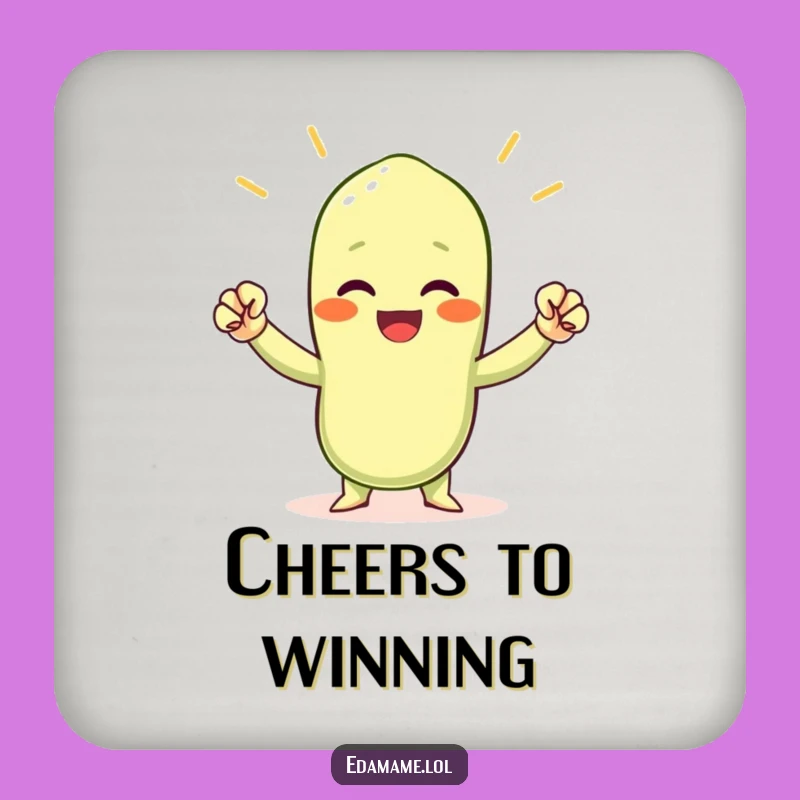 Funny Cheering Edamame Coaster - Victory Bean Protection Gift