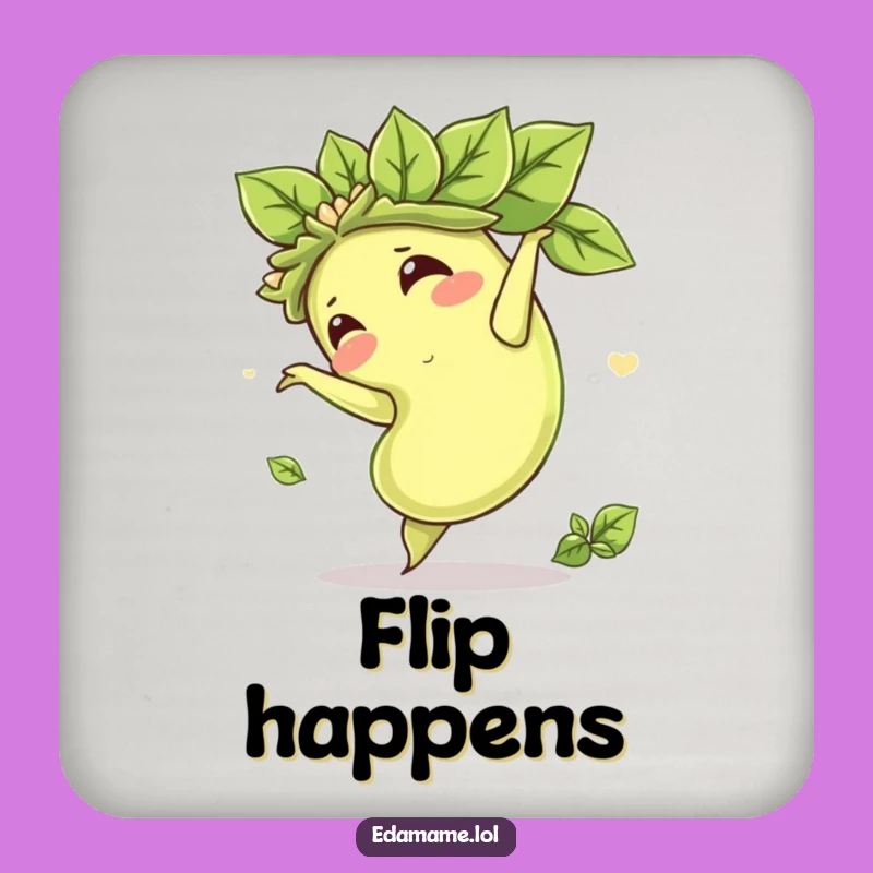 Funny Edamame Somersault Drink Coaster: Protect Surfaces with Playful Style!